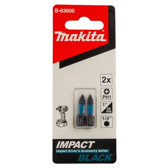 Биты торсионные PH1 25 мм Makita Impact Black B-63600 (2 шт)