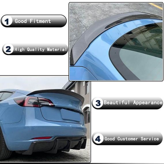 Спойлер сухой карбон v9 (2020-2023) для Tesla Model Y 2020- гг | Зображення 1
