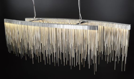 Люстра світлодіодна підвісна LED світильник для квартири на стелю лед 26760 Хром 20-120х23х100 см. | Зображення 7