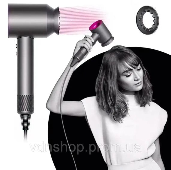 Фен з 5 різними насадками для сушіння та укладання hair dryer fan | Зображення 2