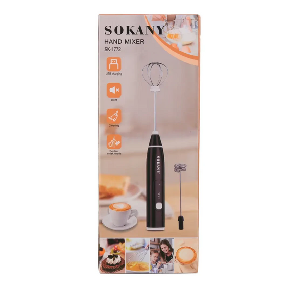 Капучинатор ручной Sokany SK-1772, бесшумный, аккумуляторный, вспениватель молока,взбивалка для молока белый | Зображення 3