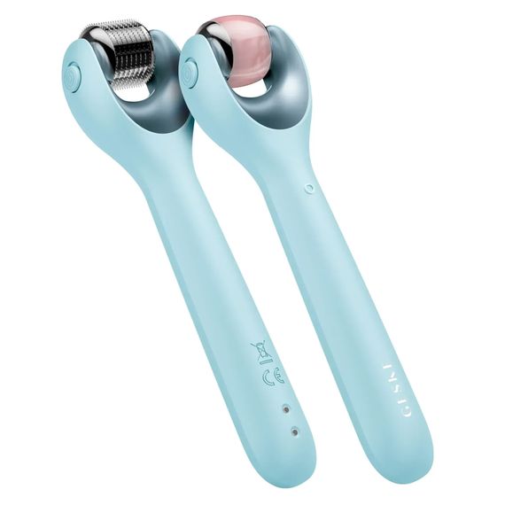 Електронний ролер для обличчя з мікроголками GESKE MicroNeedle Face Roller 9в1 gray, Бірюзовий | Зображення 5
