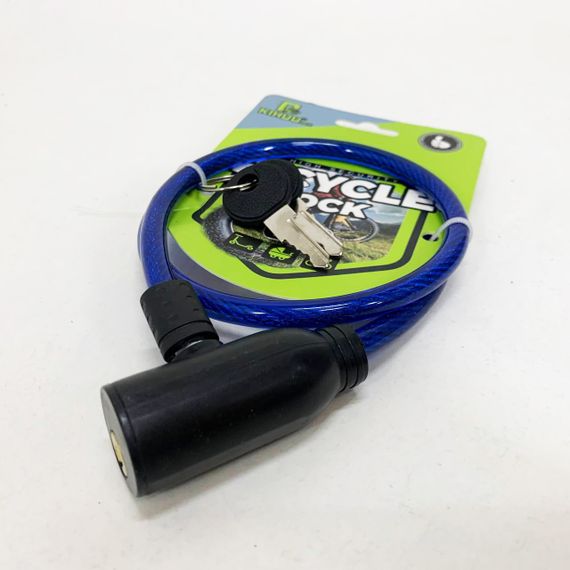 Замок велосипедный KIHUU LOCK 801, 8*65 тросовый, 2 ключа. Цвет: синий BE-15 | Зображення 3