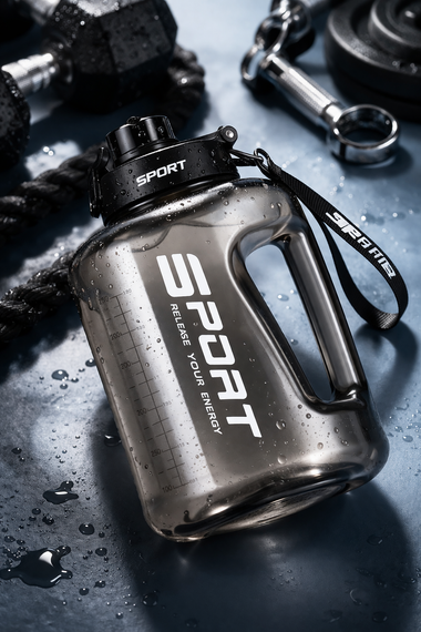Спортивная бутылка для воды 1700 мл (1,7 л) с ручкой (BPA Free) - Черный | Зображення 6