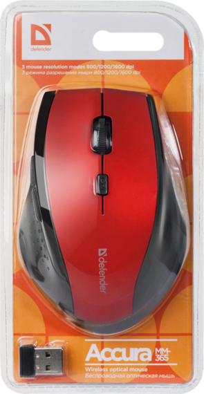 Мишка Defender Accura MM-365 Red (52367) | Зображення 3