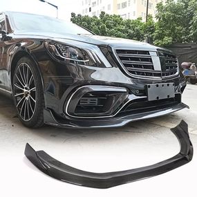 Накладка на передній бампер Lip (для S63/S65 AMG 2018-2022, Карбон) для Mercedes S-сlass W222 рр
