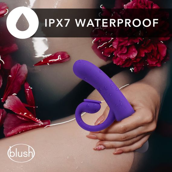 Подвійний вібратор з технологією пульсації повітря Blush Oh Bunny, фіолетовий, 19.6 х 3.1 см Sex Aura | Зображення 3