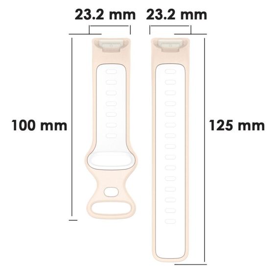 Силіконовий ремінець Primolux Sport для фітнес браслета Fitbit Charge 5 / Charge 6 - Pink&White / розмір М | Зображення 5