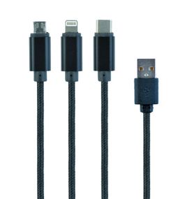 Зарядний кабель USB 3-в-1 Cablexpert CC-USB2-AM31-1M, AM-тато/Lightning/Micro/Type-C, 1.0 м.