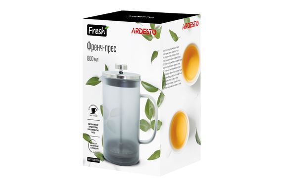 Френч-пресс Ardesto Fresh, 800 мл, серый, матовый, пластик, стекло (AR1108PFM) | Зображення 1