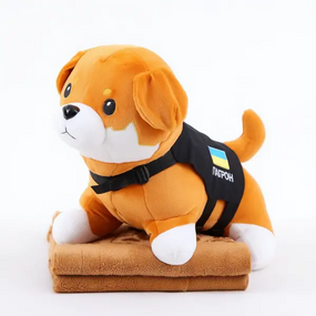 Игрушка-подушка Пес Патрон с пледом 110x140 см детский плюшевый коричневый 509-6BR