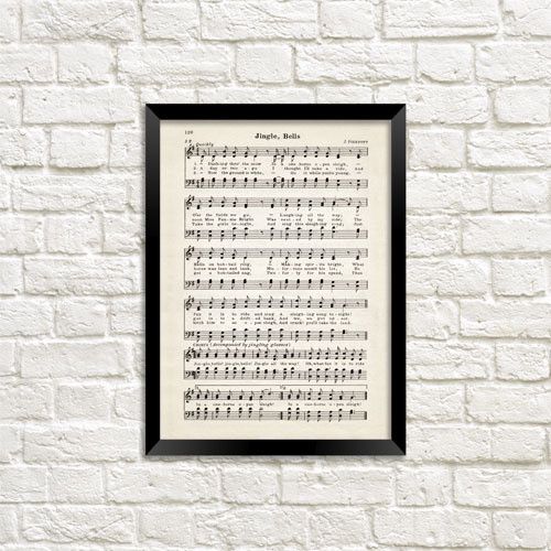 Постер в рамке Jingle bells ноти 15x21 см, A5 (MT5_22NG001_BL)
