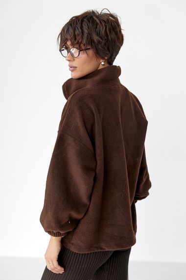 Флісова кофта на блискавці - коричневий цвет, 40р (є розміри) | Зображення 1