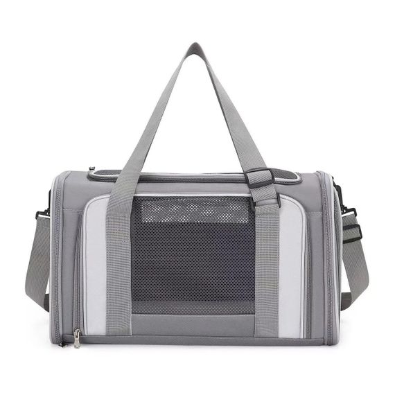 Сумка Переноска Для Котів та Собак Складна з Прозорими Стінками та Кріпленнями до Чемодану для Тварин до 7 кг 44*30*28 см Сіра