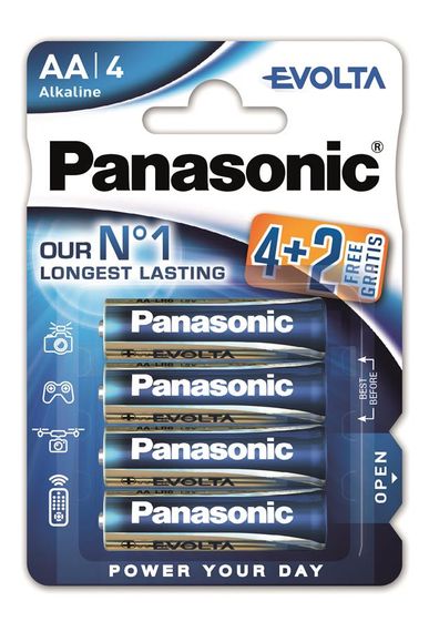 Батарейка Panasonic EVOLTA щелочная AA блистер, 6 шт. (LR6EGE/6B2F)