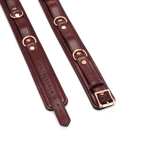 Фіксатори для стегон Liebe Seele Wine Red Thigh Cuffs L Size, натуральна шкіра | Зображення 3