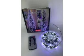 Гирлянда Роса 200 м с холодним белым светом – зеленая нить, пульт, 8 режимов