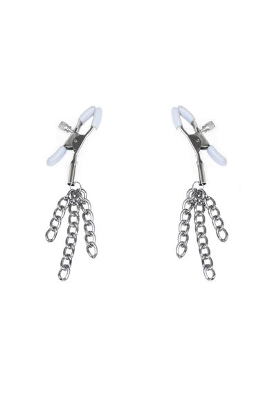 Затискачі для сосків Feral Feelings Nipple clamps Tassels Білі One Size