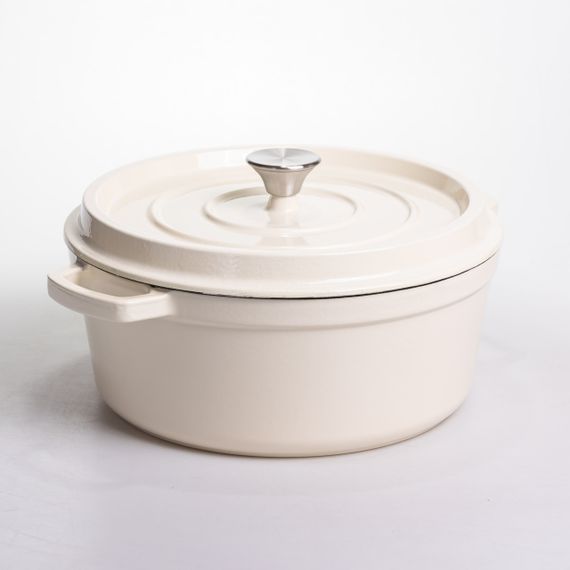 Кокотниця чавунна емальована 6 л, бежевий Yiwu HP-FLG-6 WHITE | Зображення 5
