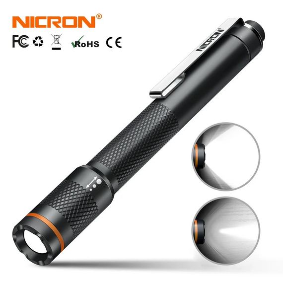 Ручний міні ліхтар із зумом NICRON B22W (120LM, HI CRI Lumileds LED, IPX5, Фокусування, Живлення 2*AAA) | Зображення 2