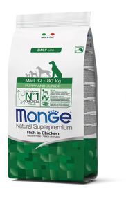 Корм Monge Puppy and Junior Max Ricco сухой с курицей для щенят и юниоров крупных пород 15 кг