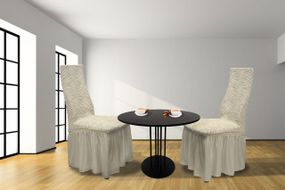 Жаккардовые чехлы на стулья Volna с юбкой Ванильные