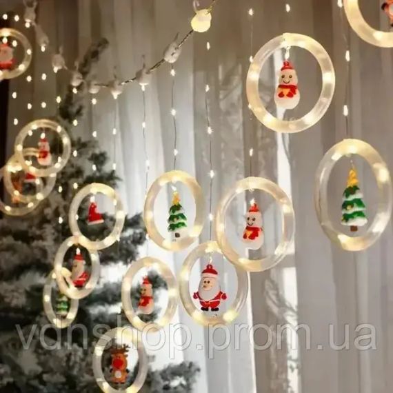 Гирлянда штора “Круги и шары” 3м теплый белый свет | Зображення 3