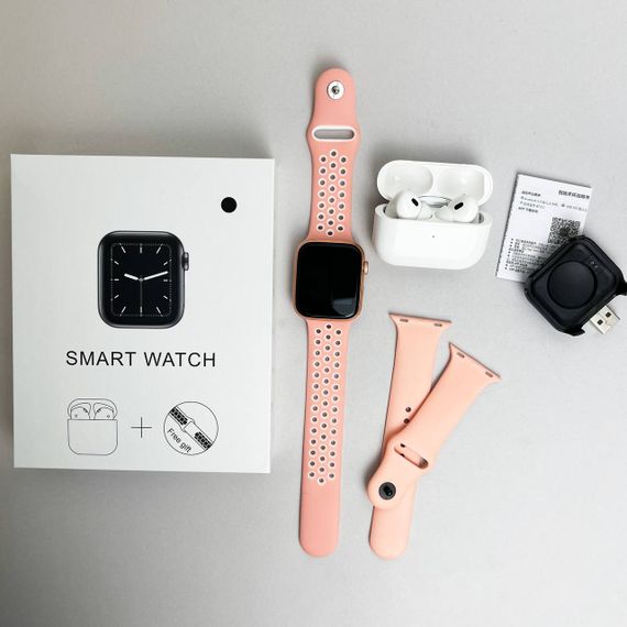 Комплект Basic T55 - Air Pro 2 / Smart Watch / 2 ремінці (Рожевий) | Зображення 9