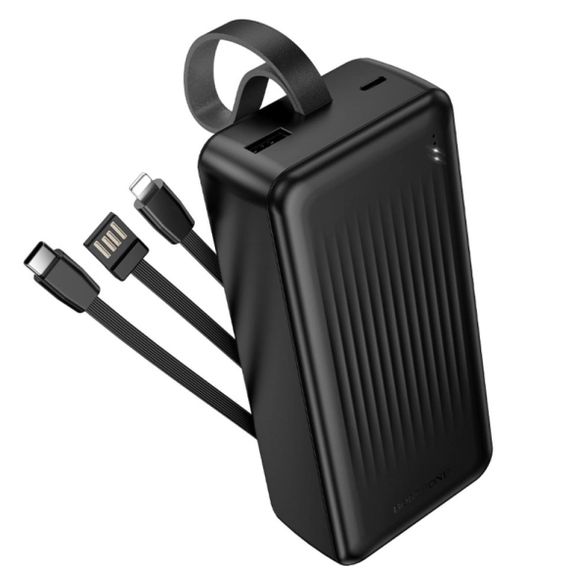 Power Bank Borofone BJ79B з кабелем USB+Type-C+Lightning (30000mAh) Чорний | Зображення 2