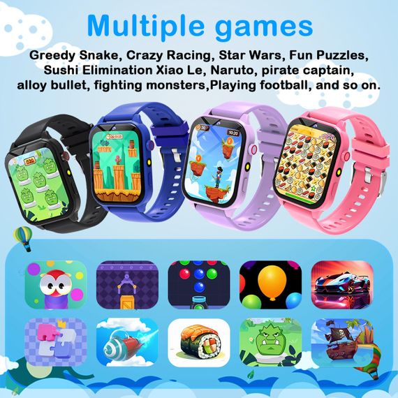 Дитячий розумний годинник із камерою, іграми, моніторингом сну, крокомірром, будильником, калькулятором, ліхтариком та ін. Сині | Зображення 6