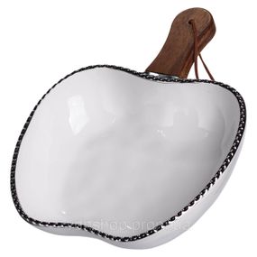 Тарілка порцелянова глибока з ручкою Яблуко 25×20×5 (см) з ручкою Срібло ZJH-14-4