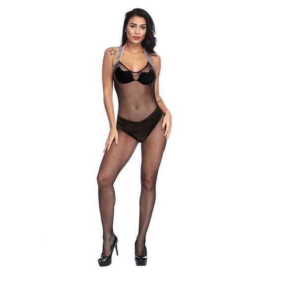 БодіСтокінг (Боді комбінезон Сітка) Babydoll 46 Чорний 8002 | Зображення 8