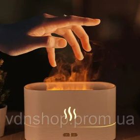 Портативний зволожувач повітря аромадифузор електричний для дому ультразвуковий Kinscoter DQ-701 з ефектом полум'я білий