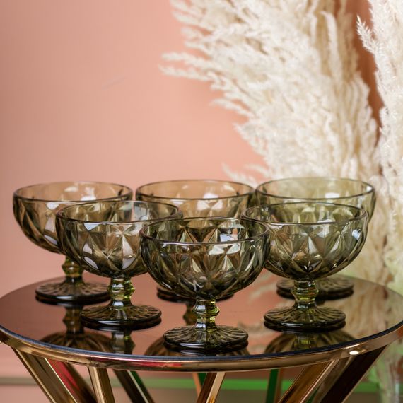 Креманки из толстого стекла набор 6 штук по 300 мл Зеленый