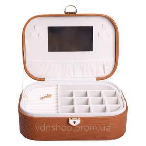 Шкатулка для украшений из эко кожи 2 яруса с замком органайзер для ювелирных изделий HP-5-1BR