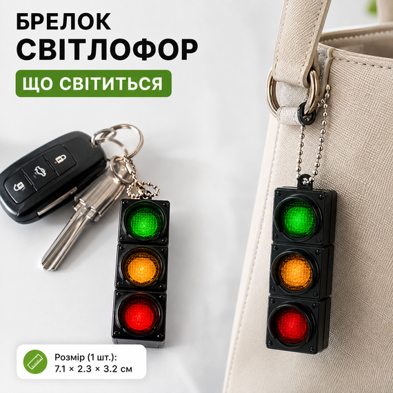 Брелок Світлофор, що світиться, на рюкзак — Легкий міні-брелок з підсвіткою на ключі (2шт.) | Зображення 3