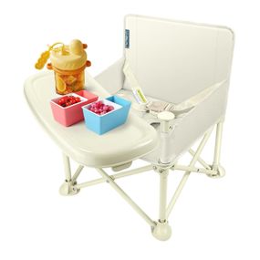 Детский стульчик бустер складной портативный для кормления, дорожный обеденный стул для детей 6–36 мес бежевый