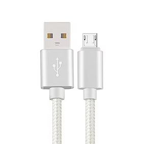 Білий нейлоновий кабель Micro USB для швидкого заряджання та передавання даних (1 метр) Білий