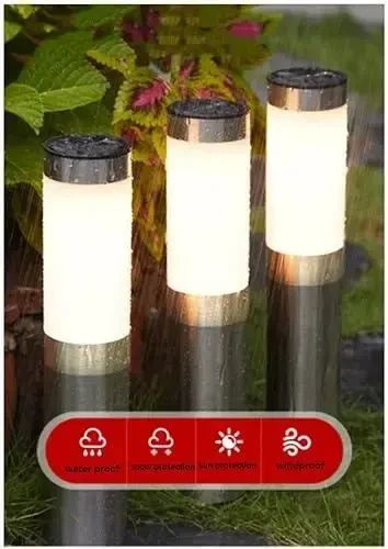 Світильники для газону Warm Solar Pillar Light Світлодіодний світильник на сонячній батареї 2шт | Зображення 3