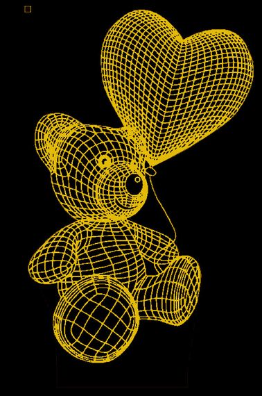 Акриловый светильник-ночник Мишка с сердцем 3 желтый tty-n000418