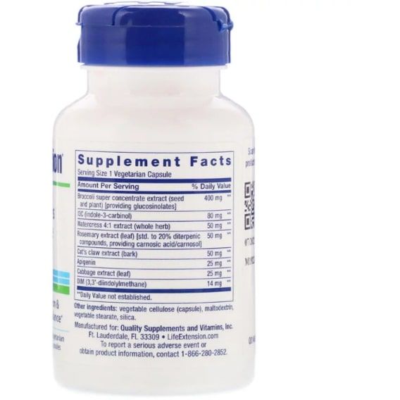 Комплекс для профілактики гормонального балансу Life Extension Triple Action Cruciferous Vegetable Extract 60 Veg Caps LEX-14686 | Зображення 1