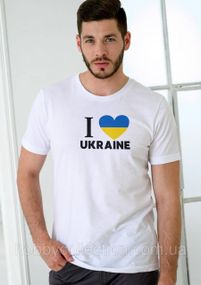 Футболка чоловіча із принтом "I Love UKRAINE" біла