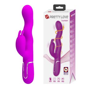 Вібратор-кролик PRETTY LOVE Laursen Purple, силікон, фіолетовий, 7 режимів вібрації та 4 хвилі Sex Aura