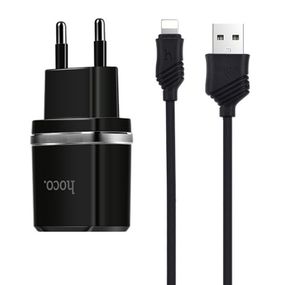 СЗУ Hoco C12 Charger + Cable Lightning 2.4A 2USB Чорний
