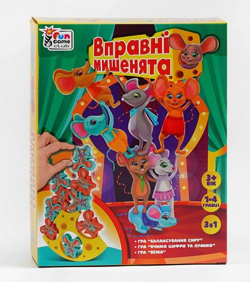 Настільна гра "Вправні мишенята" 87231 4FUN Game Club, балансир, вивчення цифр, в коробці (6945717411685)