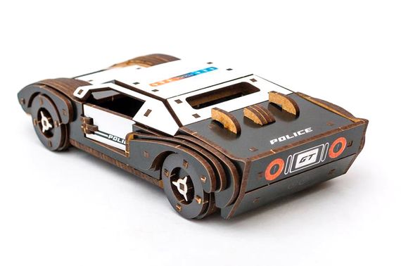 Конструктор Puz-26916 "Fast Car GT" дерев'яний, 164 дет., поліція, розмір моделі 23х6х11 см PuzzleOk | Зображення 1