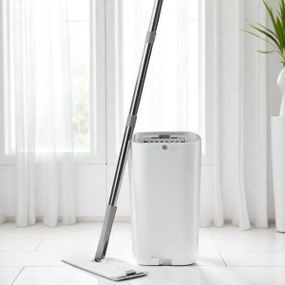 Комплект для уборки швабра лентяйка и ведро с отжимом 8л MOP Z1 Белое с серым