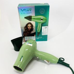 Фен для волос дорожный VGR V-432 GREEN, с концентратором 1000 Вт, ионизация и 2 режима. Цвет: зеленый