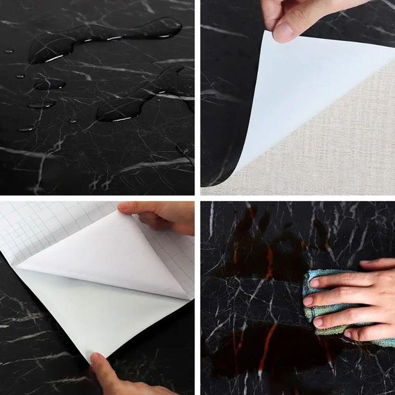 Самоклеюча плівка кухонна (3м х 60см), Supretto, Чорний мармур / Декоративна плівка для поверхонь | Зображення 5