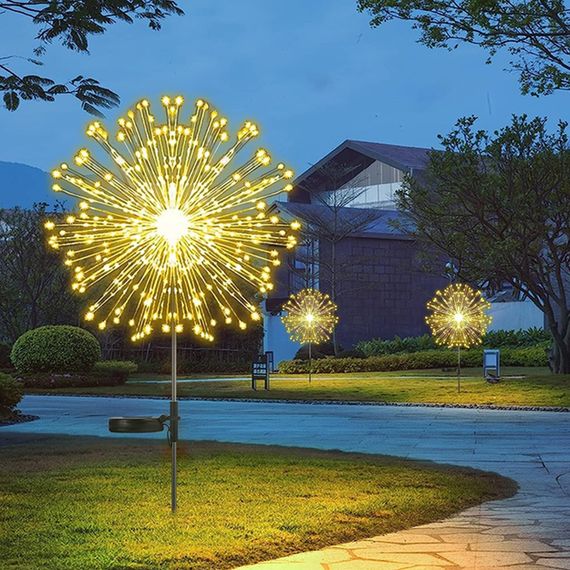 Садовый фонарь на солнечной батарее Одуванчик (1 шт) 90 LED, Теплый белый / Лед светильник для сада на ножке | Зображення 5